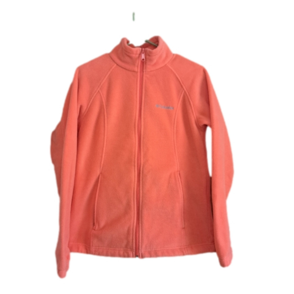 COLUMBIA Fleece Zip Jacket Women's Medium Coral Orange Like New.